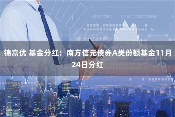 锦富优 基金分红：南方信元债券A类份额基金11月24日分红