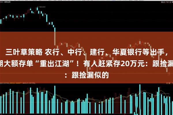 三叶草策略 农行、中行、建行、华夏银行等出手，5年期大额存单“重出江湖”！有人赶紧存20万元：跟捡漏似的